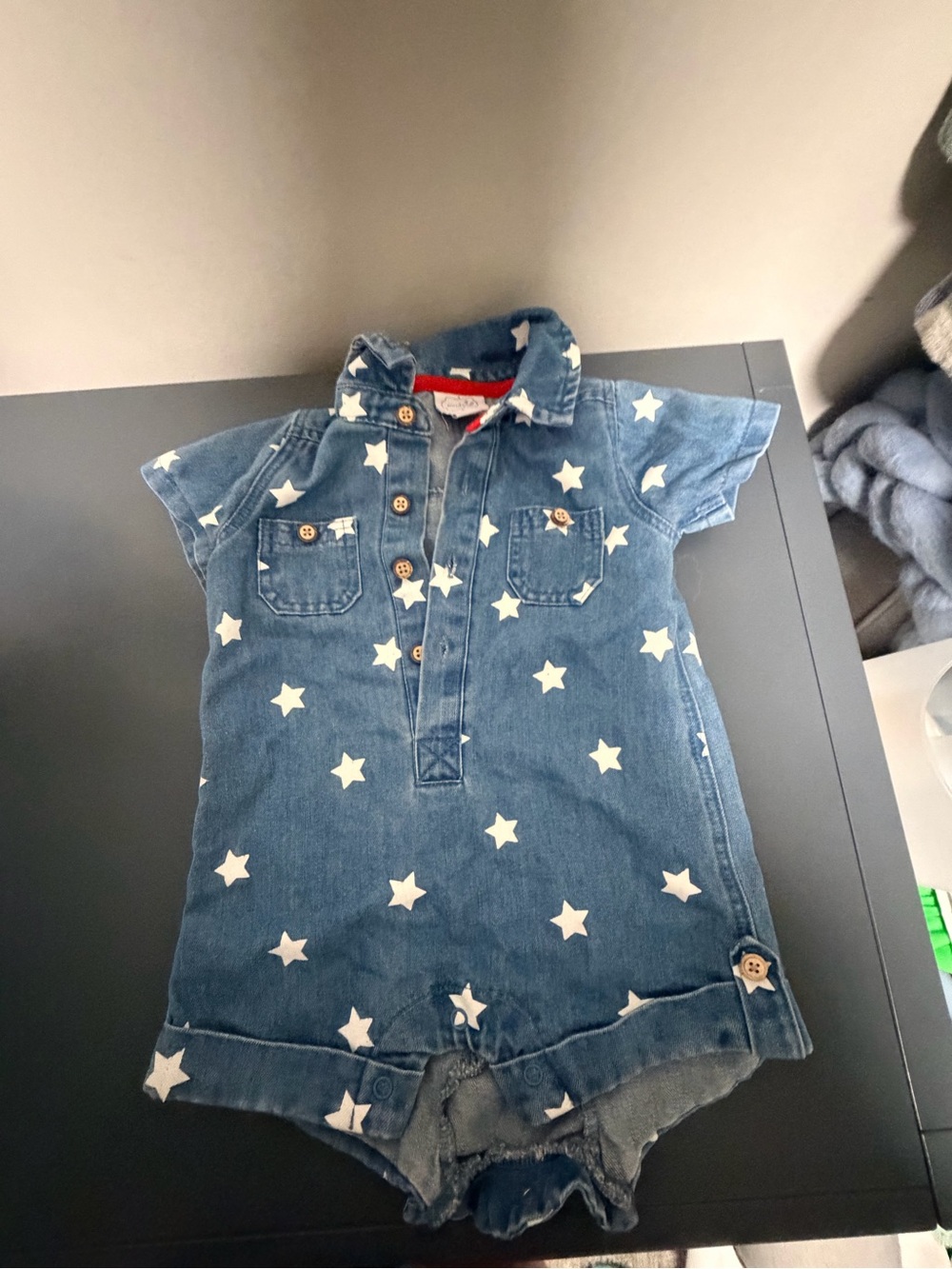 Mud Pie Blue Star Denim Short-Sleeve One-Piece